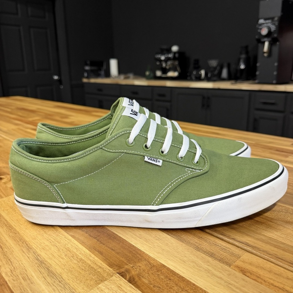 VANS Atwood Men Skater Trainers Plain Shoes Lace Up Green size 16 NO INSOLES